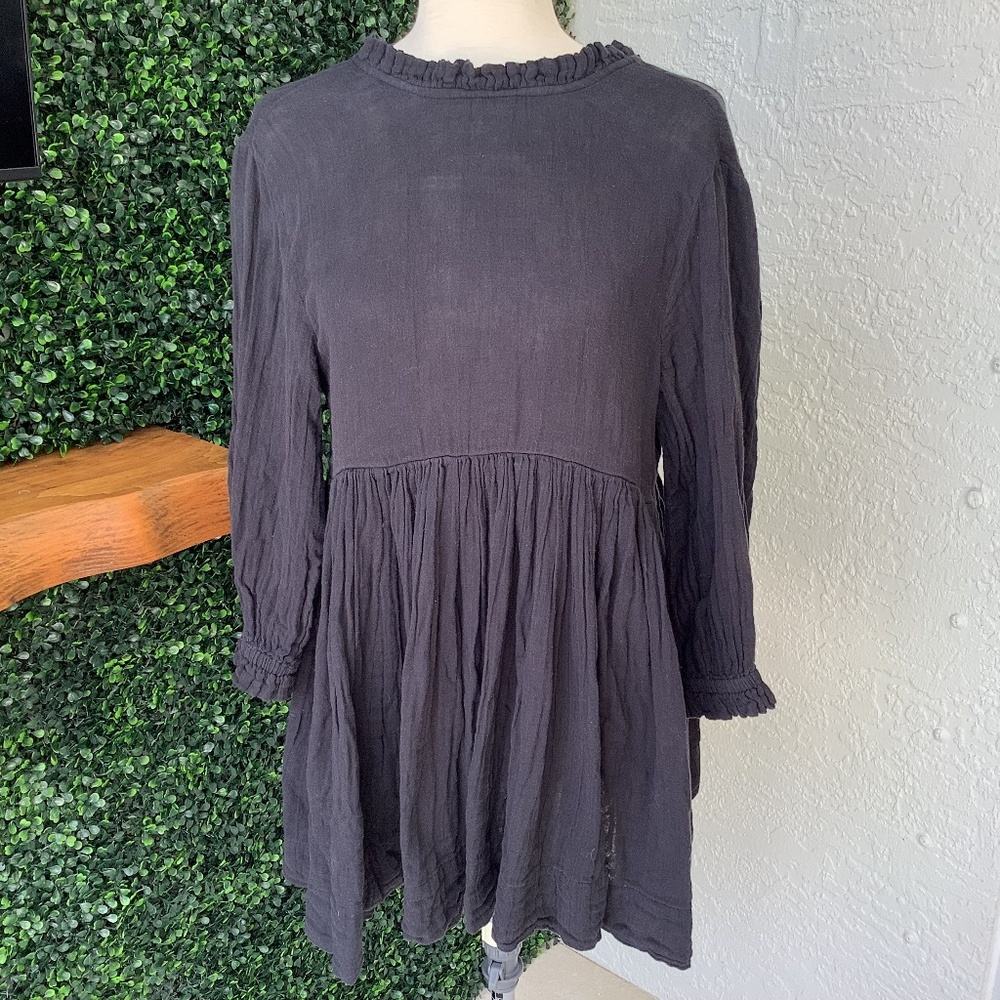 Free People Oversized Black Endless Summer Mini Dress, XS